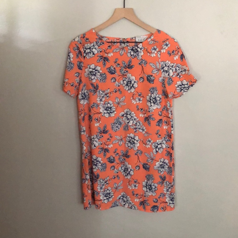 Black Bead Orange & Navy Mini Dress. Size Small.